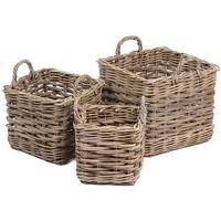 The Wicker Merchant Square Baskets with Ear Handles (Set of 3) WW-026