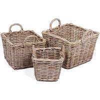 The Wicker Merchant Square Baskets with Ear Handles (Set of 3) WW-022