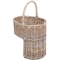The Wicker Merchant Oval Step Basket with High Handle