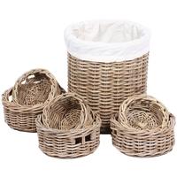 The Wicker Merchant Round Baskets Tall Large Basket with Lining (Set of 7)