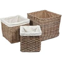 The Wicker Merchant Square Log Baskets with Hessian Linings (Set of 3)
