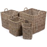 The Wicker Merchant Square Baskets with Ear Handles (Set of 4)