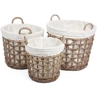 The Wicker Merchant Round Baskets with Weaving and Lining