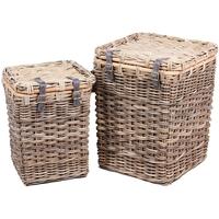 The Wicker Merchant Square Lined Laundry Baskets (Set of 2)