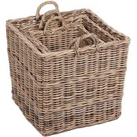The Wicker Merchant Square Baskets with Ear Handles Lining and Borders (Set of 3)