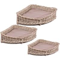 the wicker merchant corner dog baskets with cushions set of 3