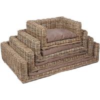 The Wicker Merchant Rectangular Dog Beds with Cushions (Set of 4)
