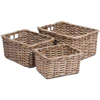 The Wicker Merchant Rectangular Baskets with Hole Handles (Set of 3) WW-019