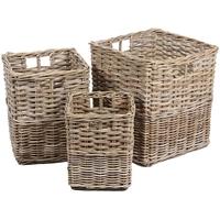 the wicker merchant square baskets with hole handles and border set of ...