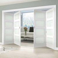 Thrufold Coventry Shaker 2+2 Folding Door - Frosted Glass - White Primed