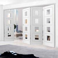 Thrufold Quattro White 3+1 Folding Door - Clear Glass