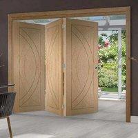 Thrufold Treviso Oak Flush Panel 3+0 Folding Door - Prefinished