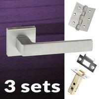 three pack asti forme designer lever on minimal square rose satin chro ...