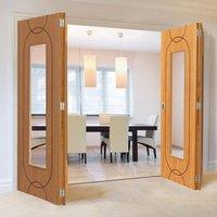 Thrufold Agua Oak 2+2 Folding Door - Clear Glass - Prefinished