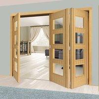 Thrufold Blenheim Oak 2+1 Folding Door - Clear Glass - Prefinished