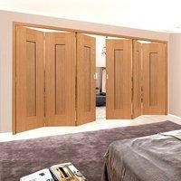 Thrufold Axis Shaker Oak Panelled 3+3 Folding Door - Prefinished