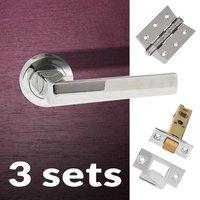 Three Pack Asti Forme Designer Lever on Contempo Round Rose - Polished Chrome Handle