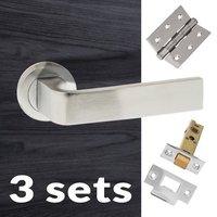 Three Pack Monza Forme Designer Lever on Contempo Round Rose - Satin Chrome Handle