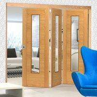 Thrufold Emral Oak 3+0 Folding Door - Clear Glass - Prefinished