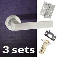 Three Pack Asti Forme Designer Lever on Contempo Round Rose - Satin Chrome Handle