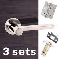 three pack senza pari darrio lever on rose satin nickel handle