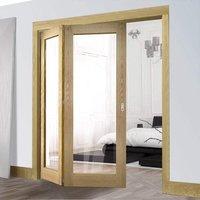 Thrufold Walden Oak 2+0 Folding Door - Clear Glass - Unfinished