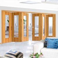 Thrufold Rhodesia Oak 3+3 Folding Door - Clear Glass - Prefinished