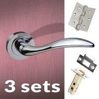 three pack ancon mediterranean lever on rose polished chrome handle