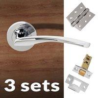 three pack arizona status lever on round rose polished chrome handle