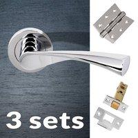 three pack colorado status lever on round rose polished chrome handle