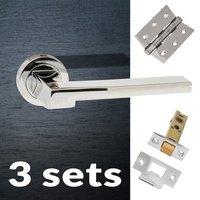 Three Pack Ginevra Forme Designer Lever on Minimal Square Rose - Polished Chrome Handle