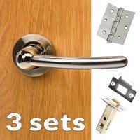 Three Pack Naples Mediterranean Lever On Rose - Satin Nickel Handle