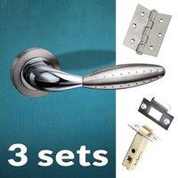 three pack oran mediterranean lever on rose satin nickel polished chro ...