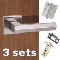 three pack senza pari davoli lever on flush rose satin nickel handle