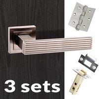 three pack senza pari dritto lever on square rose satin nickel handle