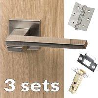 three pack senza pari giovanni lever on flush rose satin nickel handle