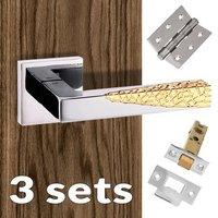 three pack senza pari novi lever on flush rose polished chrome gold pl ...