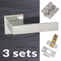 three pack senza pari panetti lever on flush rose polished chrome hand ...