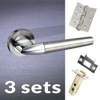 three pack toulon mediterranean lever on rose satin nickel polished ch ...