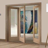 Thrufold Pattern 10 Oak 1 Pane 2+1 Folding Door - Clear Glass