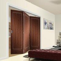 Thrufold Varese Walnut Flush 3+0 Folding Door - Aluminium Inlay - Prefinished