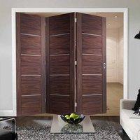 thrufold portici walnut flush 30 folding door aluminium inlay prefinis ...