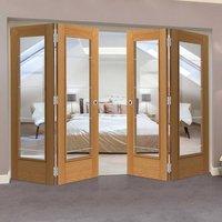 Thrufold Medina Oak 2+2 Folding Door - Clear Glass - Prefinished