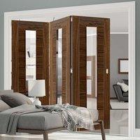 Thrufold Mistral Walnut 3+0 Folding Door - Clear Glass - Prefinished