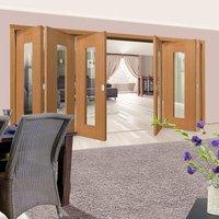 thrufold axis shaker oak 33 folding door clear glass prefinished