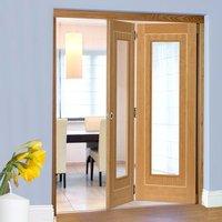 Thrufold Juno Oak 2+0 Folding Door - Clear Glass - Prefinished