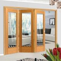 thrufold medina oak 30 folding door clear glass prefinished