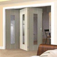 Thrufold Nuance Viridis Cream Flush 3+0 Folding Door - Clear Safety Glass, Pre-finished