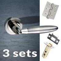 three pack gibraltar mediterranean lever on rose satin nickel handle