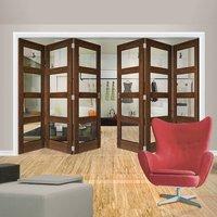 Thrufold Coventry Walnut Shaker 3+3 Folding Door - Clear Glass - Prefinished